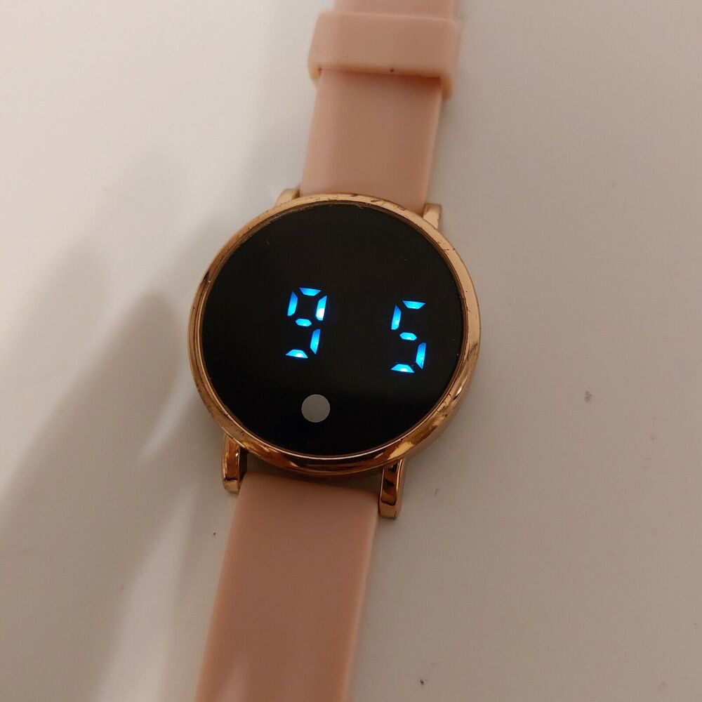 Rose Gold LED Digital Watch Blush Pink Silicone Band Women's Silicon Pink